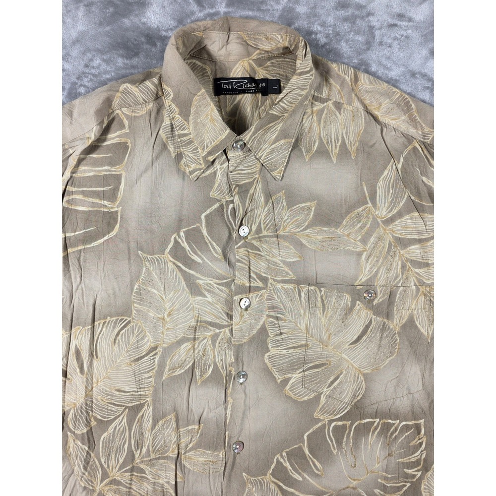 Tori Richard Button Up Shirt Mens Large Tropical Monstera Leaf Made USA Hawaii‎